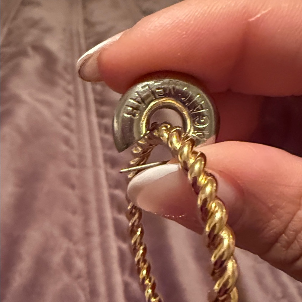 Elegant Gold and Silver authentic Balenciaga interlocking Hoop Earrings. - Picture 3 of 9